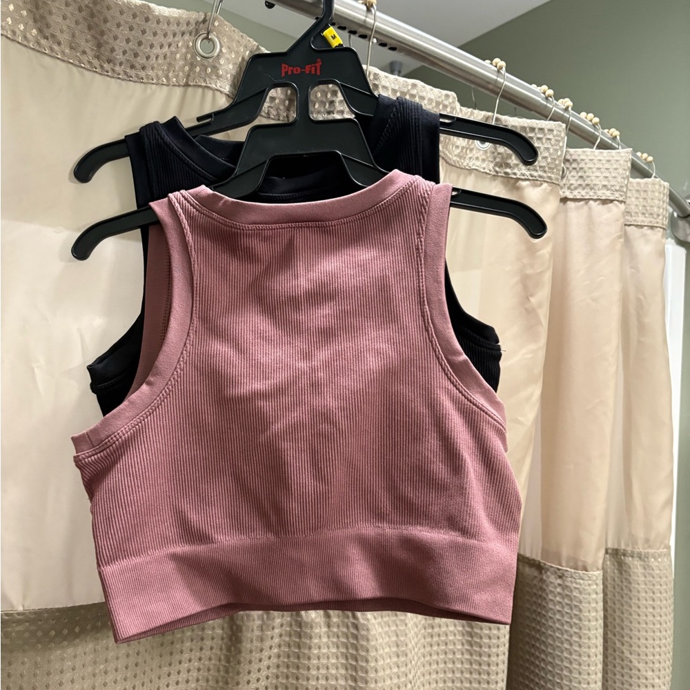 Women's Ribbed Tank Top - Pink and Black